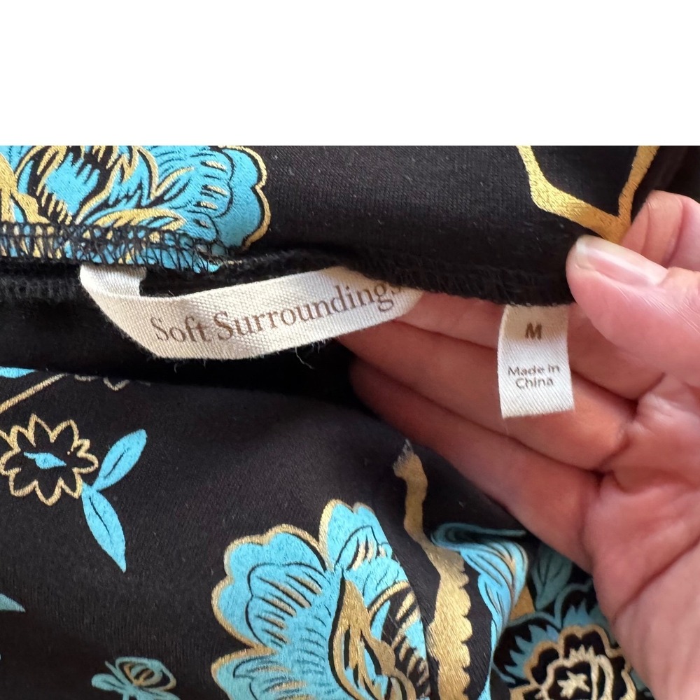 Soft Surroundings Chinoiserie Floral Bird Pull On Pants - Picture 4 of 5